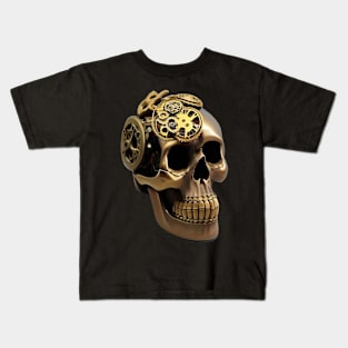 Metal Machine Gears Skull Steampunk Kids T-Shirt